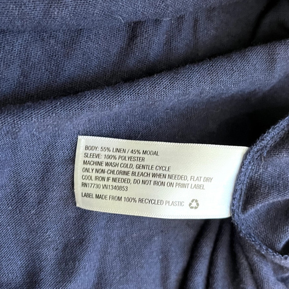 Women's Blue Eyelet Lace Linen Blend Blouse M - Picture 6 of 6